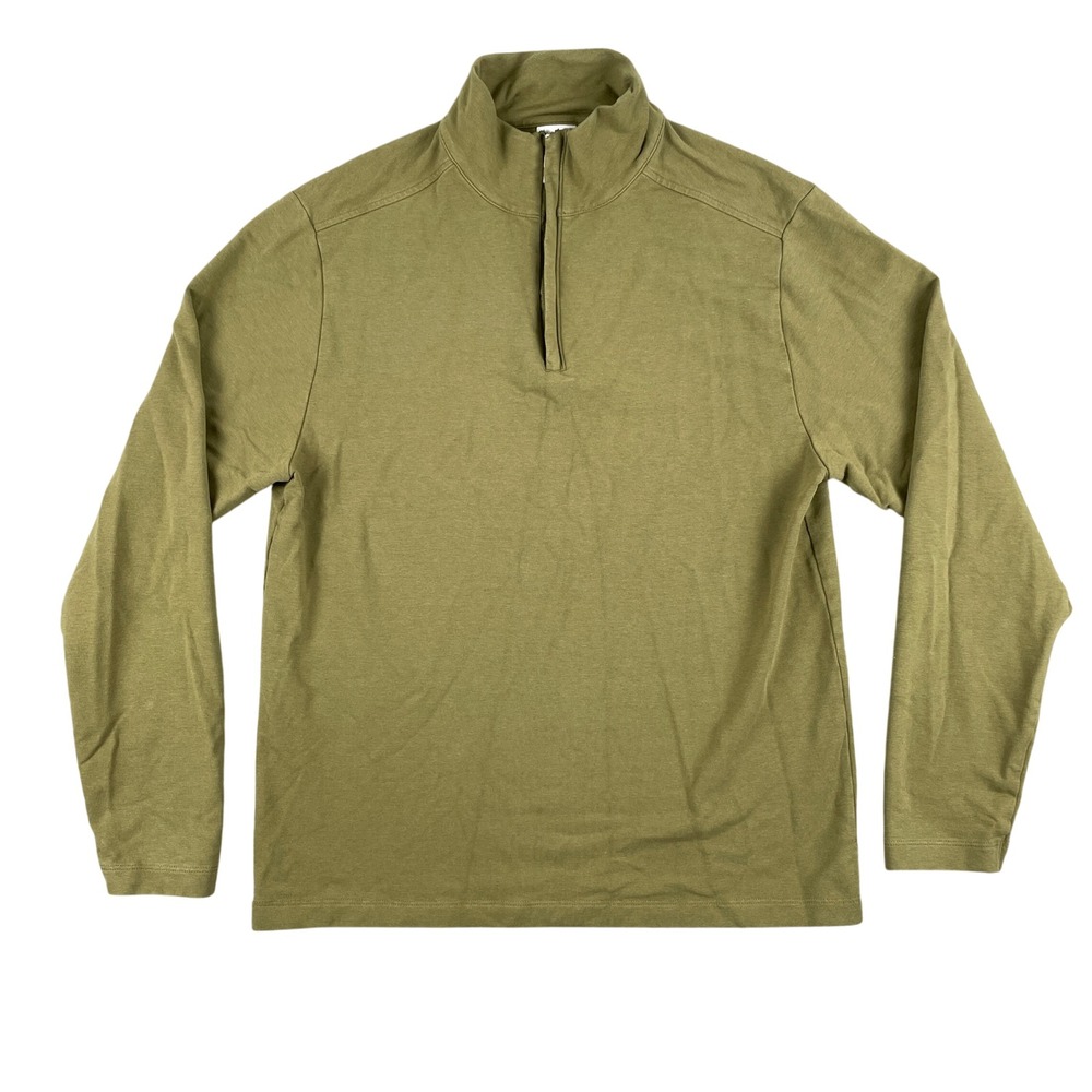 Daniel Hechter Shirt Mens L Olive Green Quarter Zip Casual Long Sleeve‎ Pullover